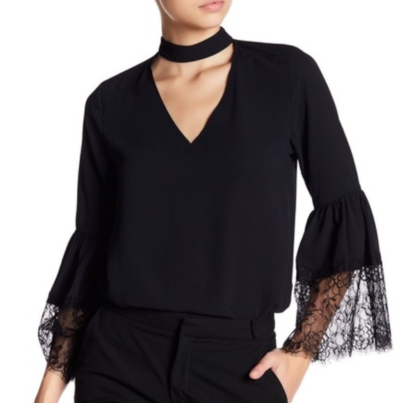 Harve Benard Tops - Harve Benard | Lace Bell Sleeve Crepe Top